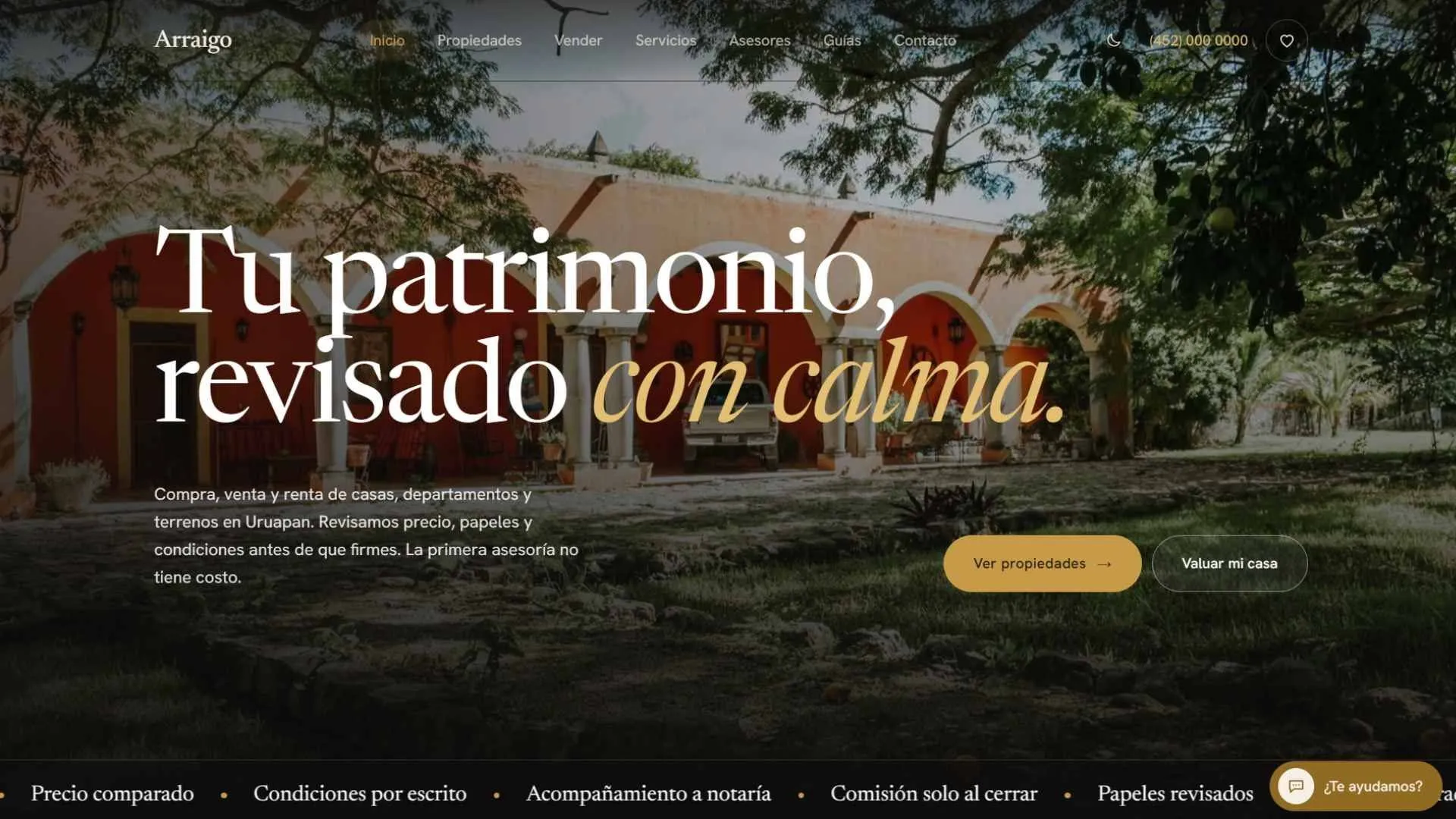 Portada del sitio de Arraigo