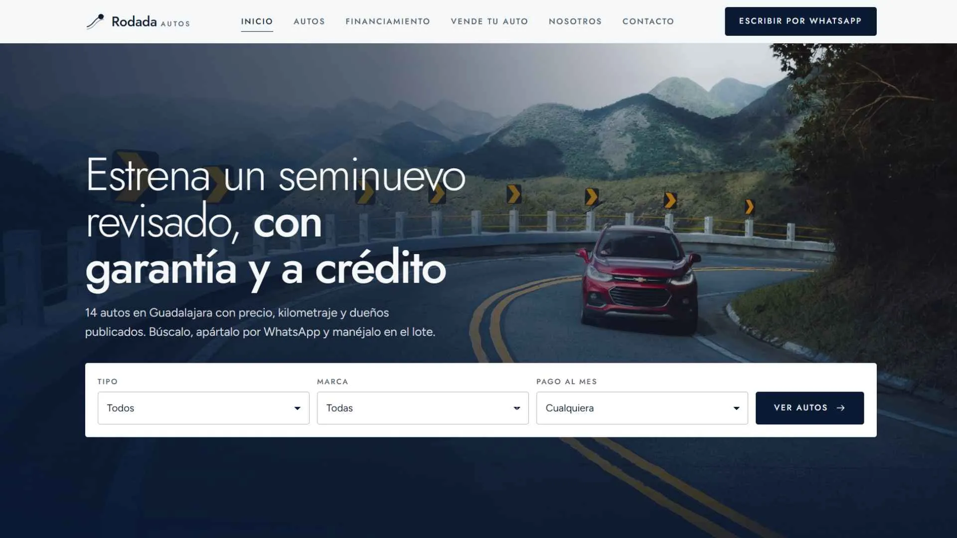 Portada del sitio de Rodada Autos